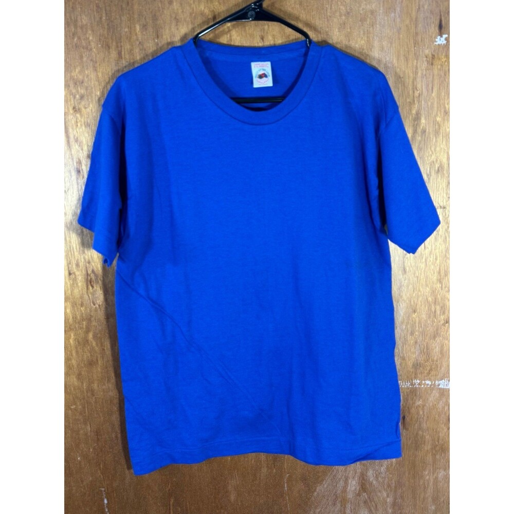 Vintage Fruit Of The Loom Blank Plain Tee Shirt‎ Blue Women’s Medium USA